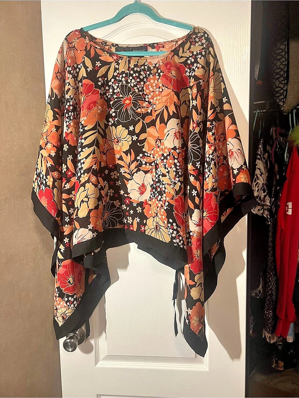 Lane Bryant Floral Tunic Black Orange Size 22/24 Like New